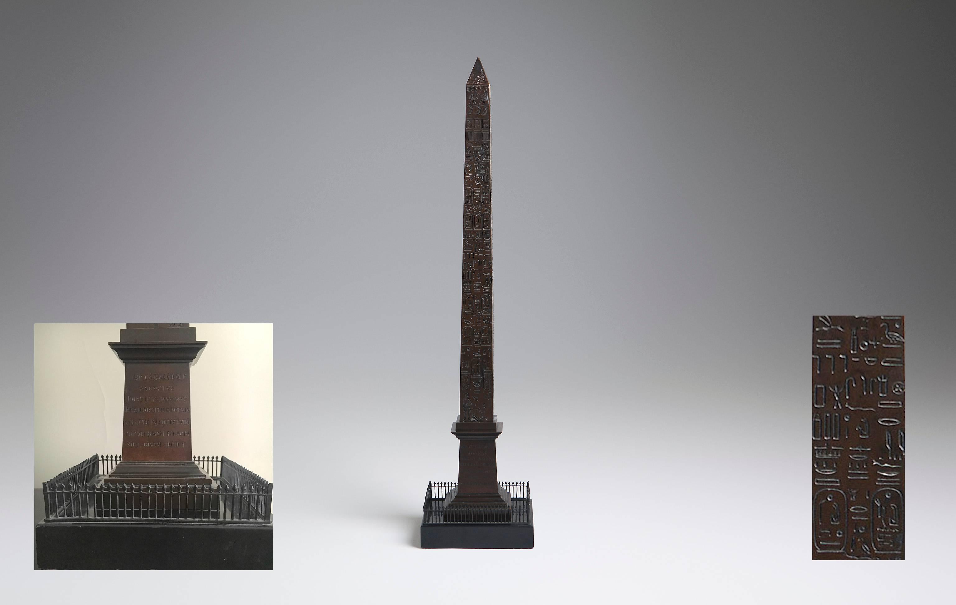 French Obelisk in Patinated Bronze, First Half of the 19th Century For Sale