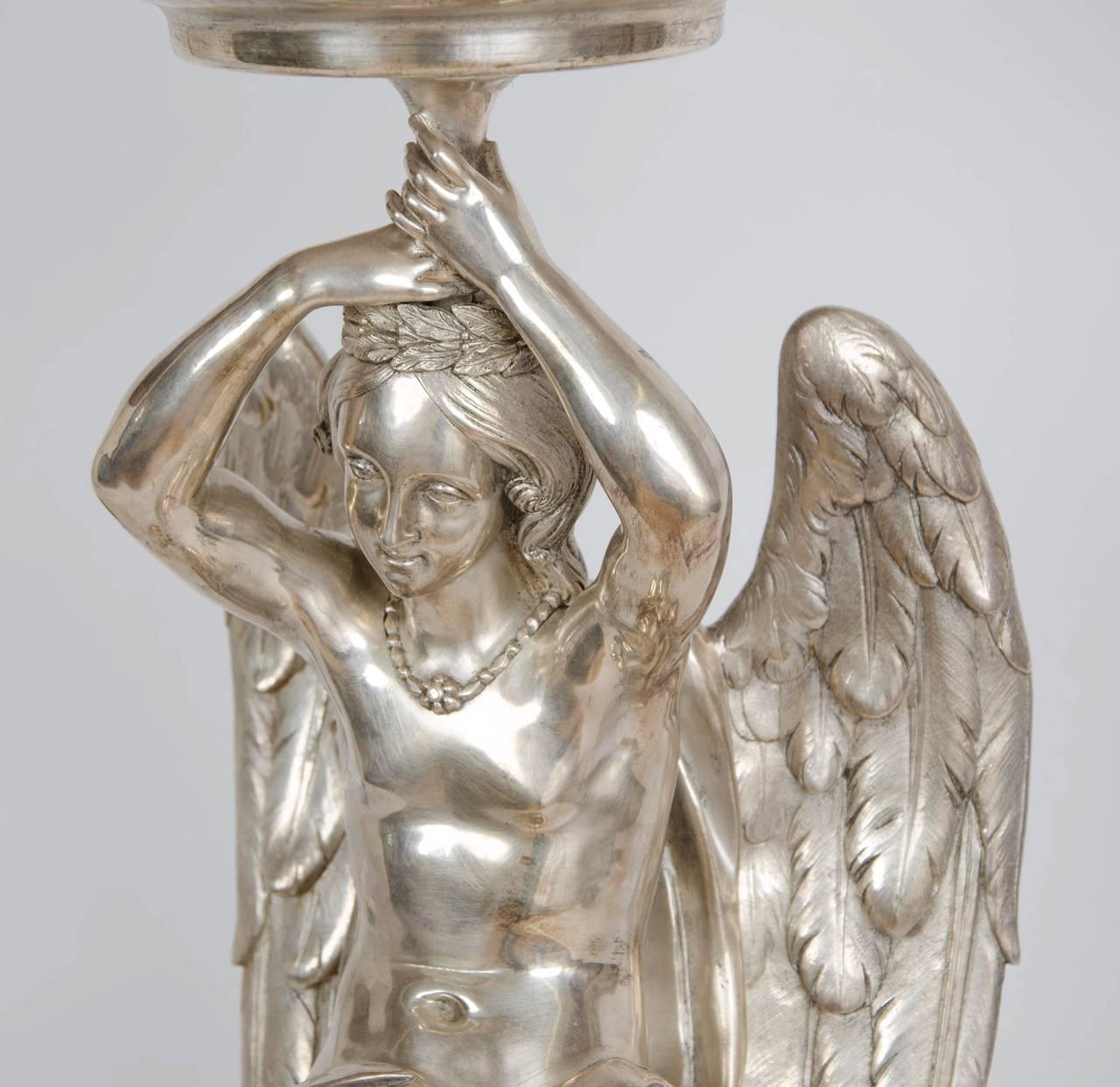 19th Century Louis XVI Style Silvered Bronze Centerpiece