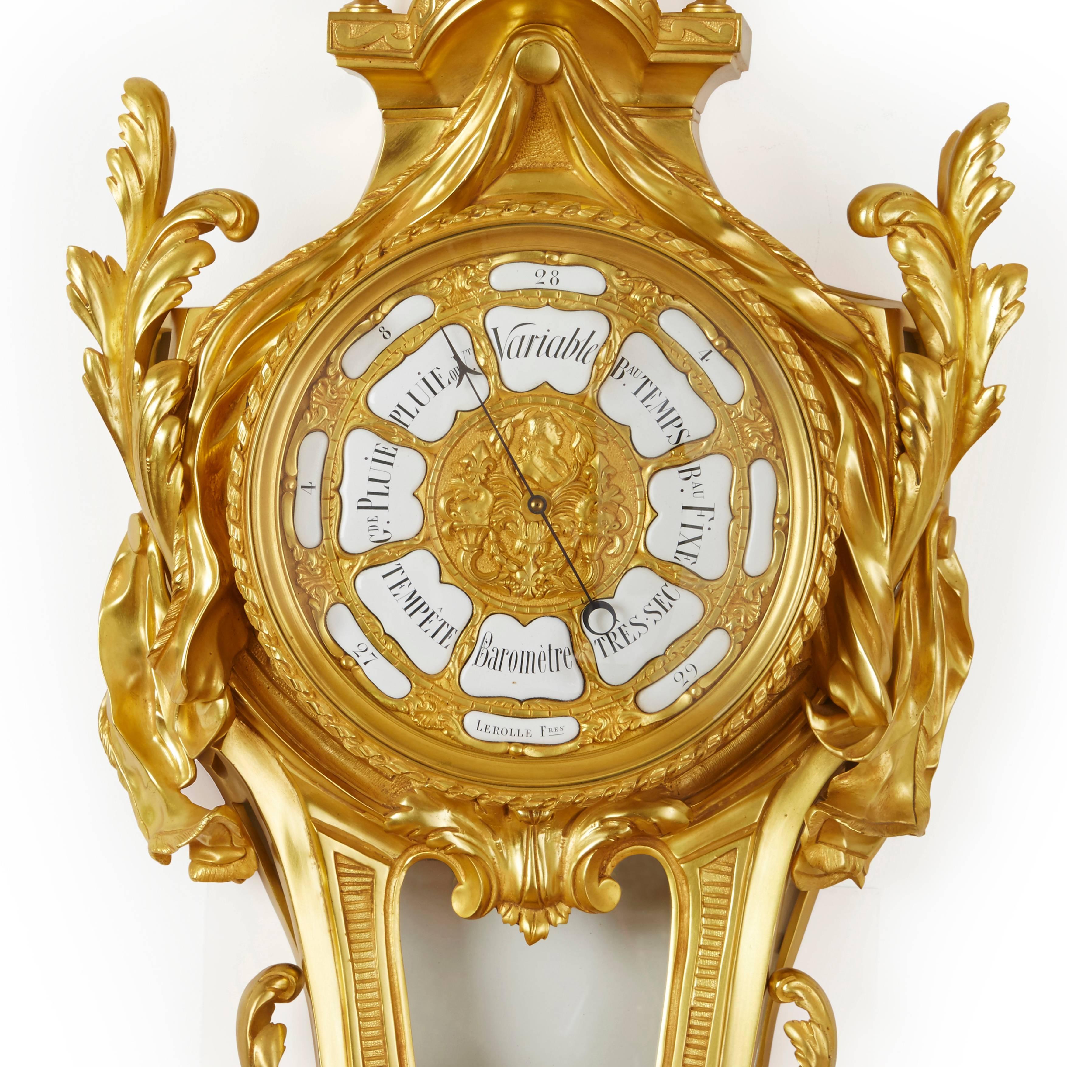 French Neoclassical Style Cartel Clock and Barometer Set by Lerolle Frères