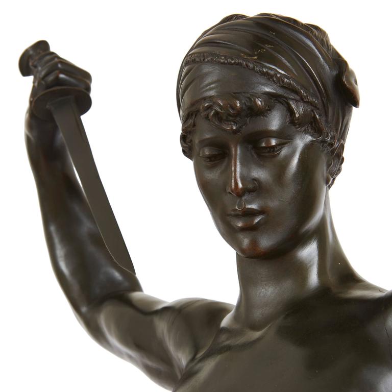 Patinated bronze antique figure of David by Paul Dubois at 1stDibs