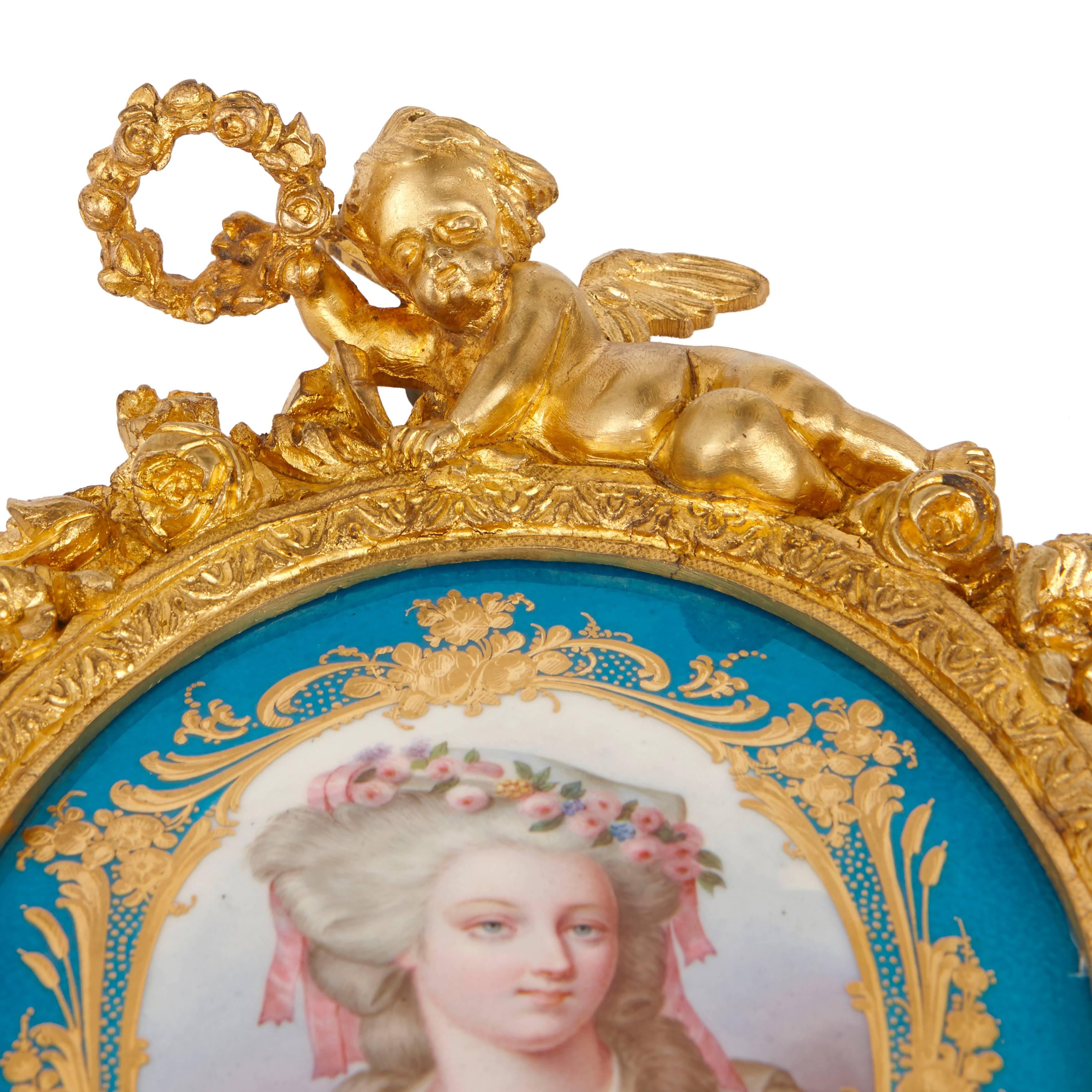 Pair of Sèvres Porcelain Plaques in Ormolu Frames 1