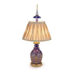 Enamelled Bohemian glass decanter, converted to a lamp