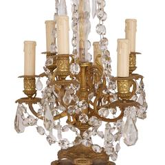 Pair of Louis XVI Style Ormolu and Cut-Glass Candelabra