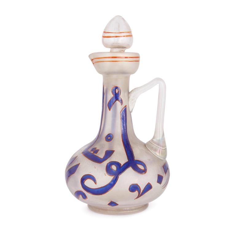 Islamic Enamelled Glass Antique Bohemian Liqueur Set by Moser For Sale