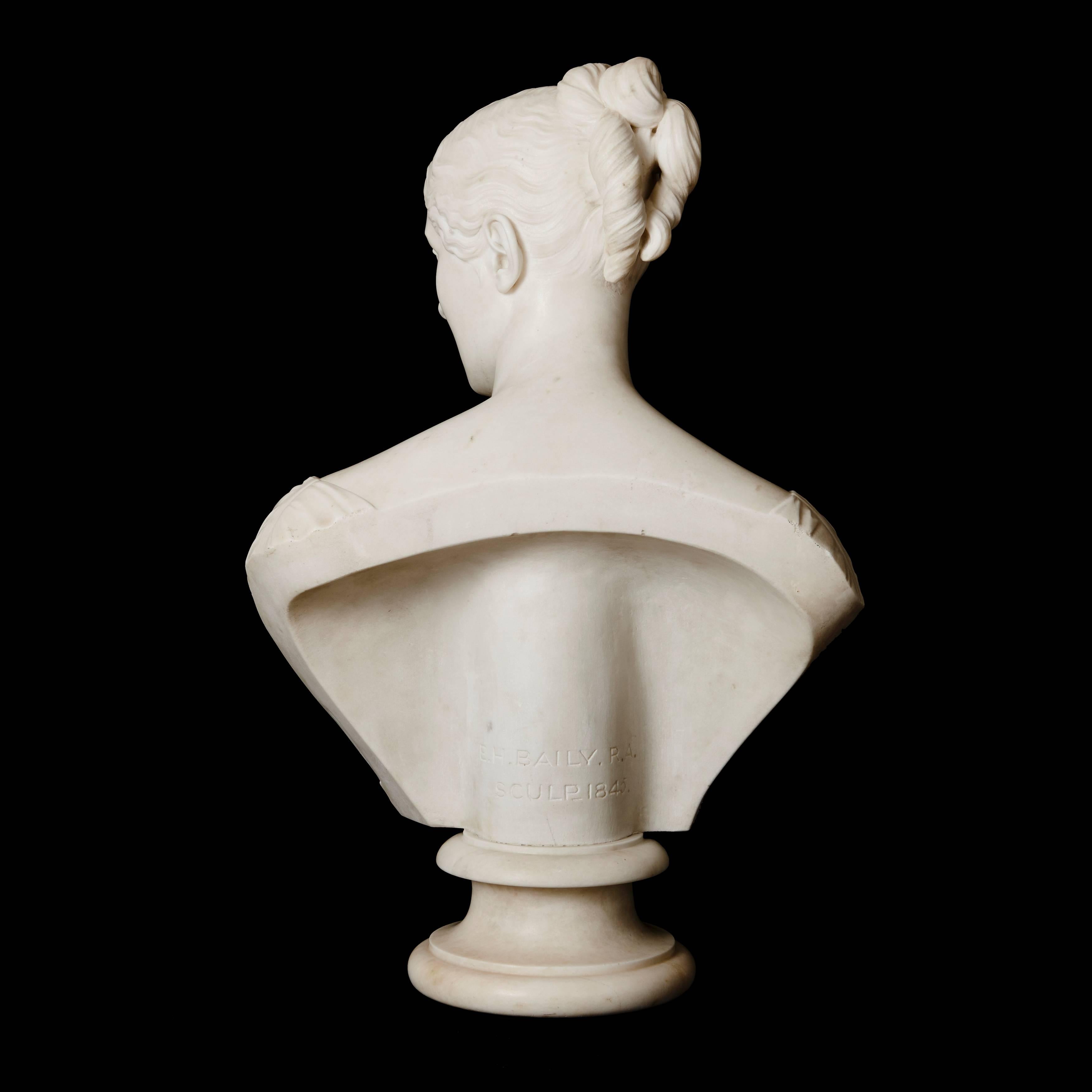 19th Century Victorian period marble bust of a lady by E. H. Baily