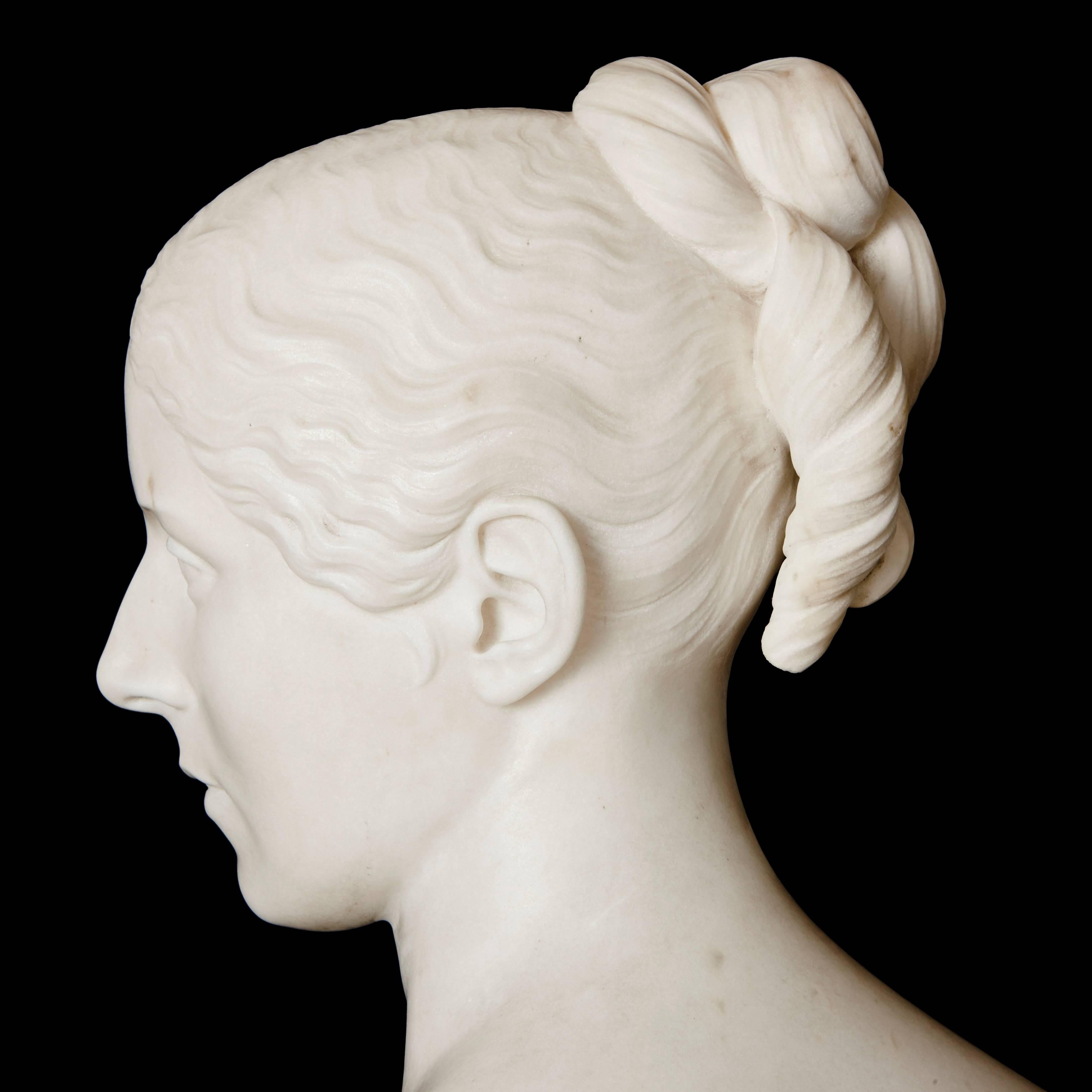Victorian period marble bust of a lady by E. H. Baily In Good Condition In London, GB