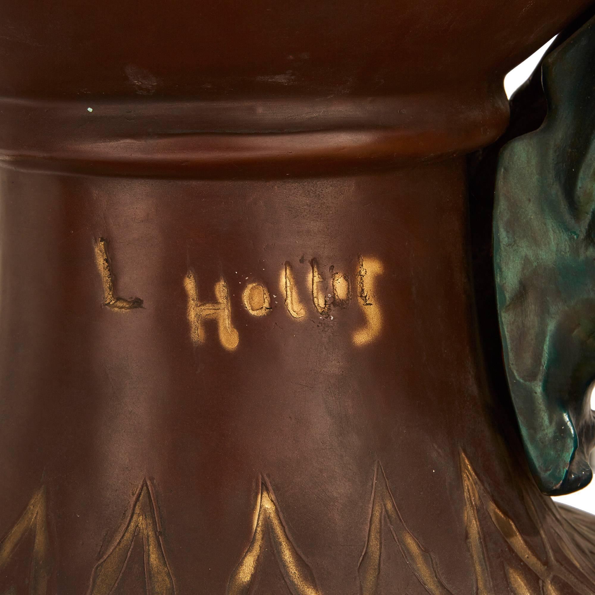 Peint à froid Paire de grands vases orientalistes en acier peint à froid, signés « L. Hottot ». en vente