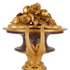 Par de Cassolettes Antiguas Francesas de Ormolu y Pórfido