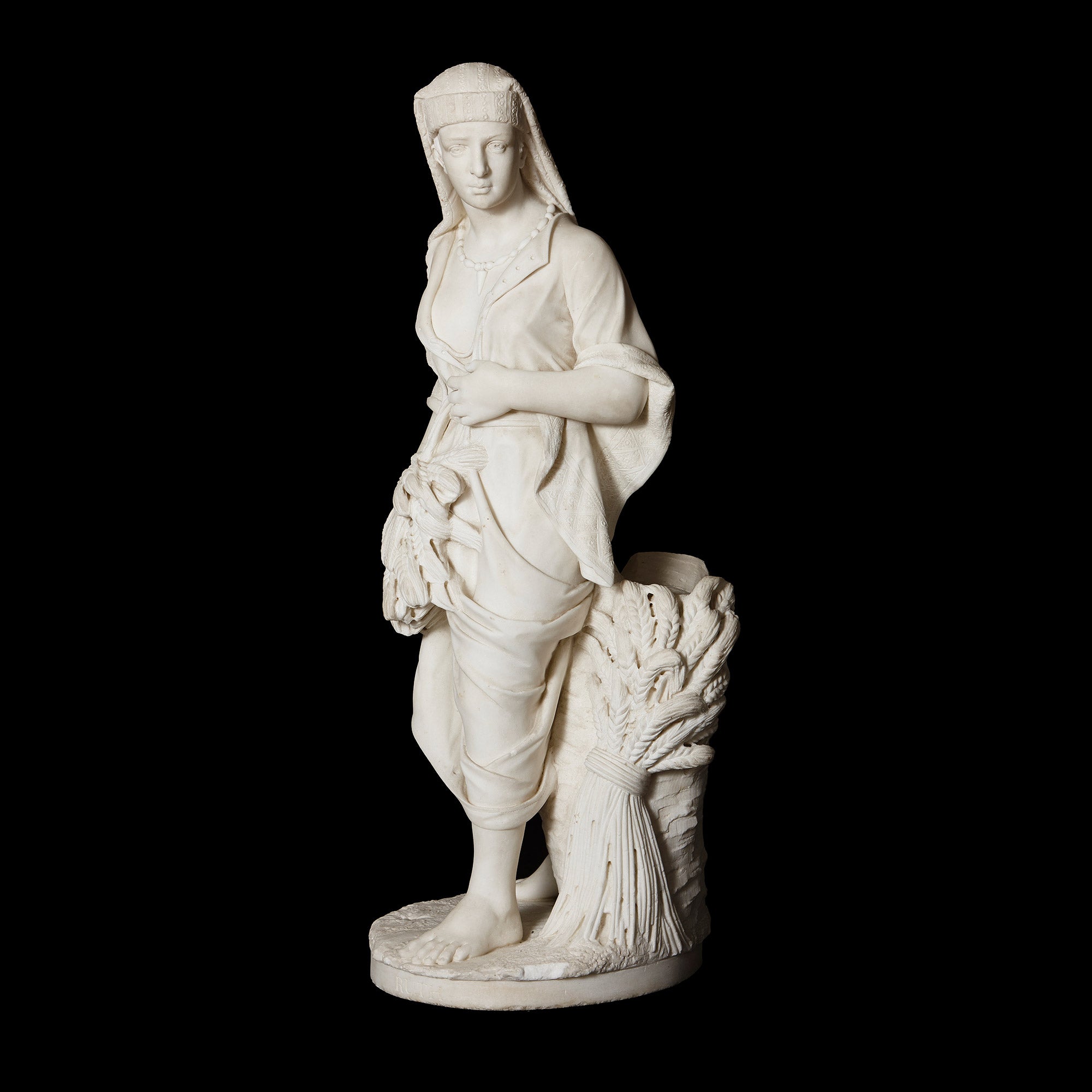 Italian Antique White Carrara Marble Sculpture Of Ruth At 1stdibs