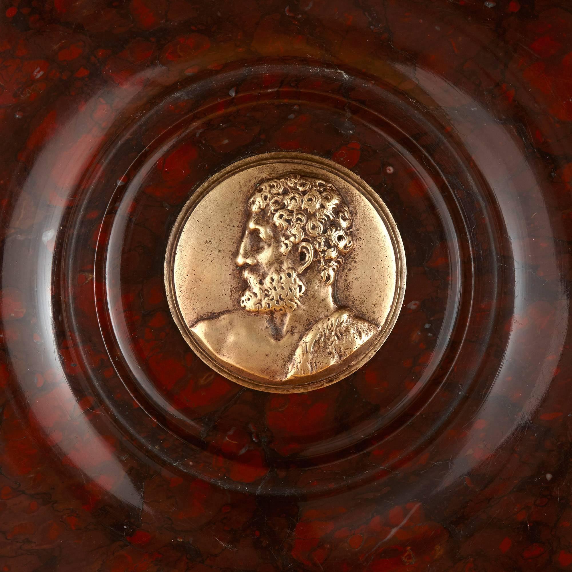 Antiker Tafelaufsatz aus Marmor und Bronze im Empire-Stil von Robbe im Angebot 1