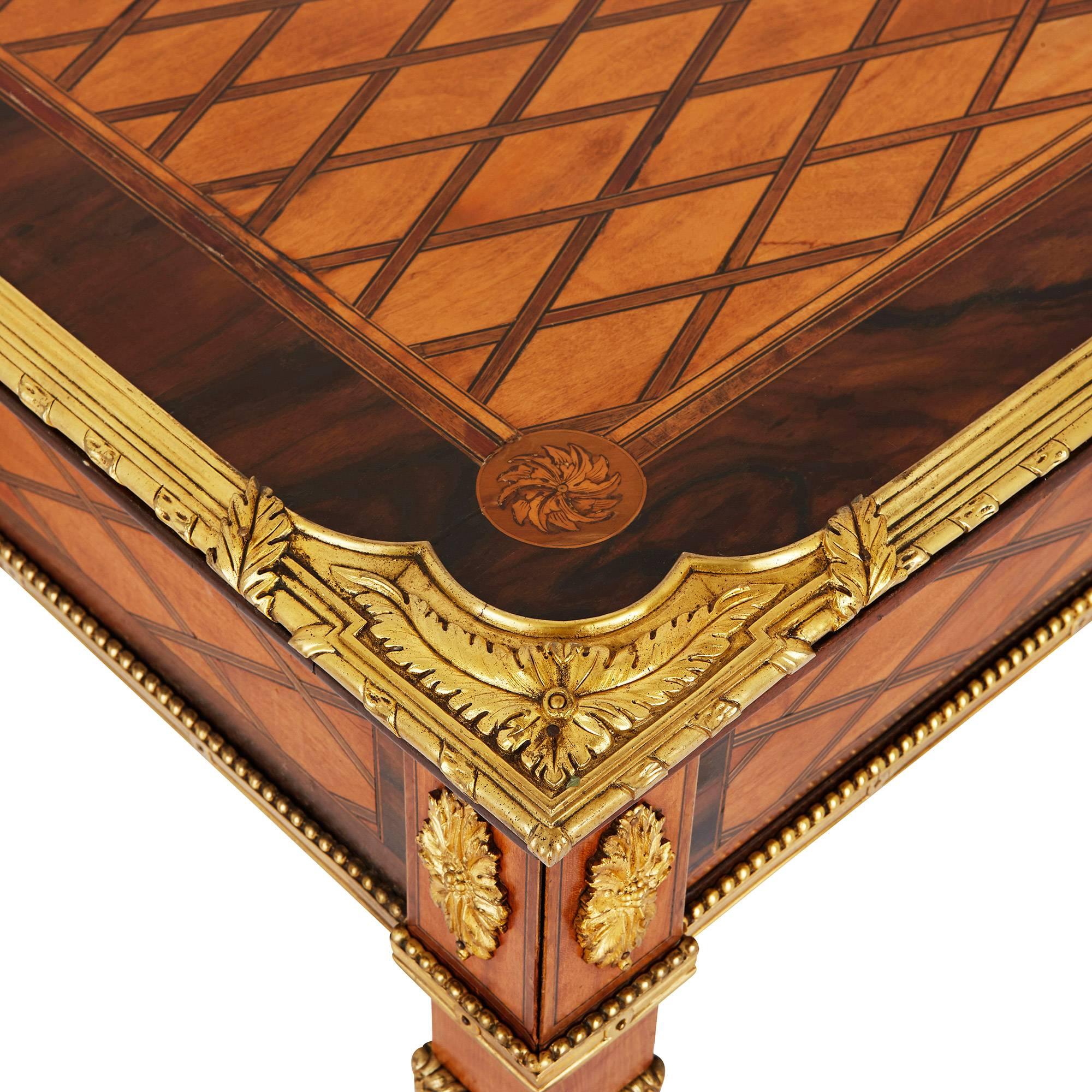 English Victorian Ormolu-Mounted Parquetry Desk by Donald Ross