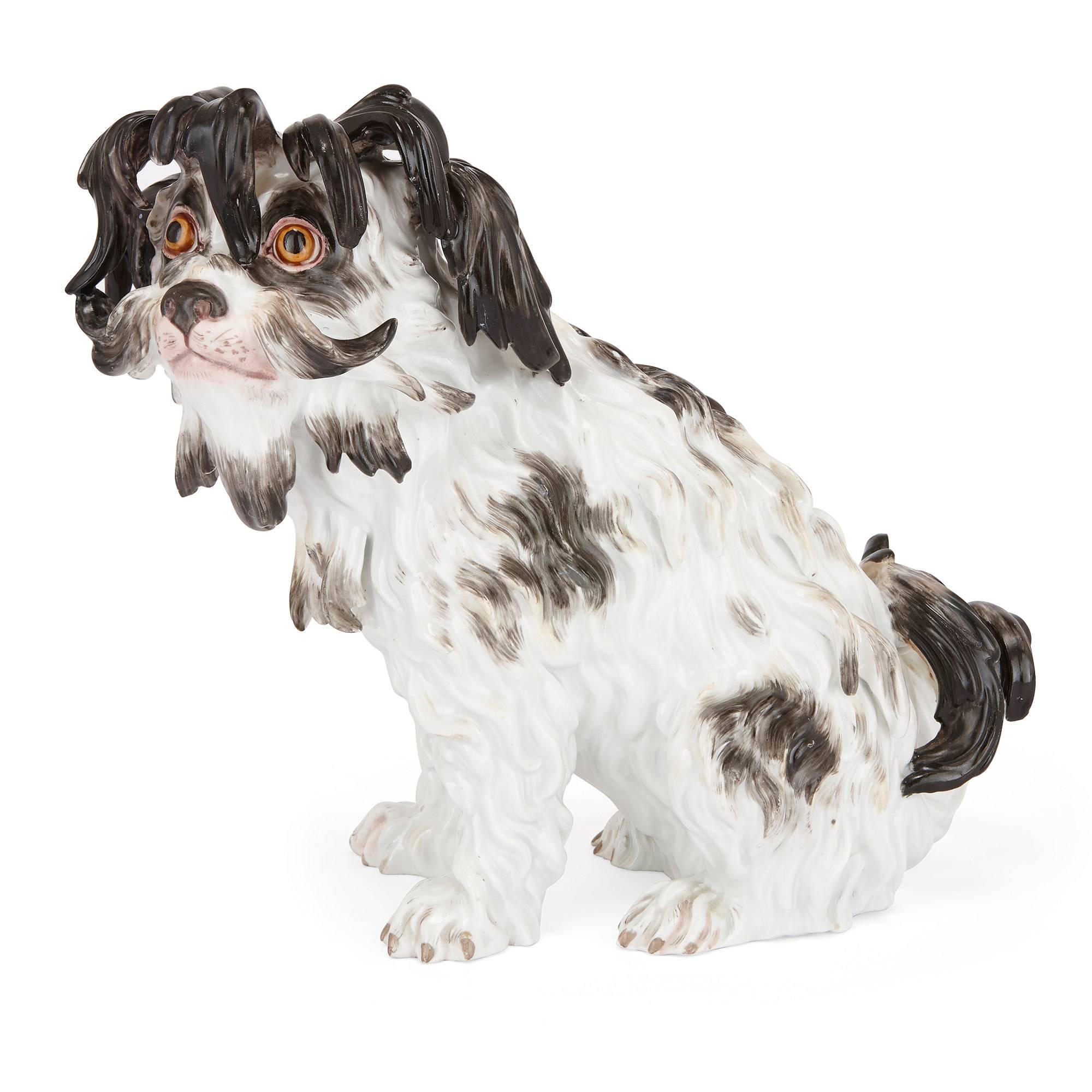 Pair of Antique Meissen Porcelain Models of Bolognese Terriers In Good Condition In London, GB