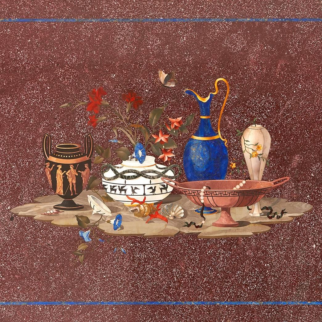 19th Century Italian Porphyry, Lapis Lazuli and Pietra Dura Coffee Table