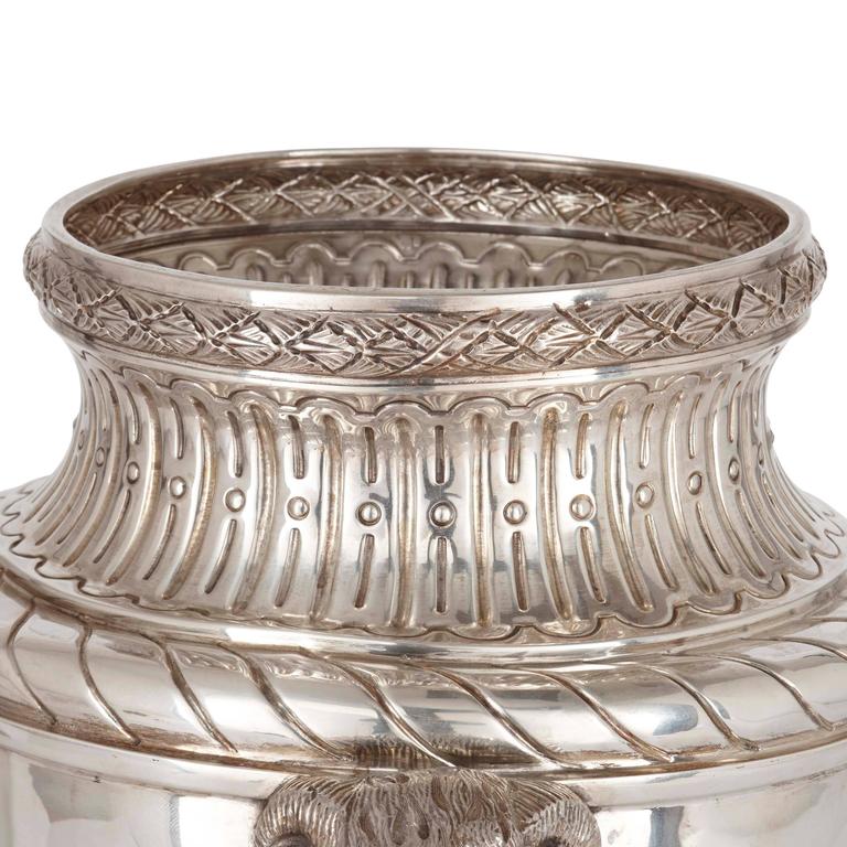 Large Pair of Antique Solid Silver Vases For Sale at 1stDibs