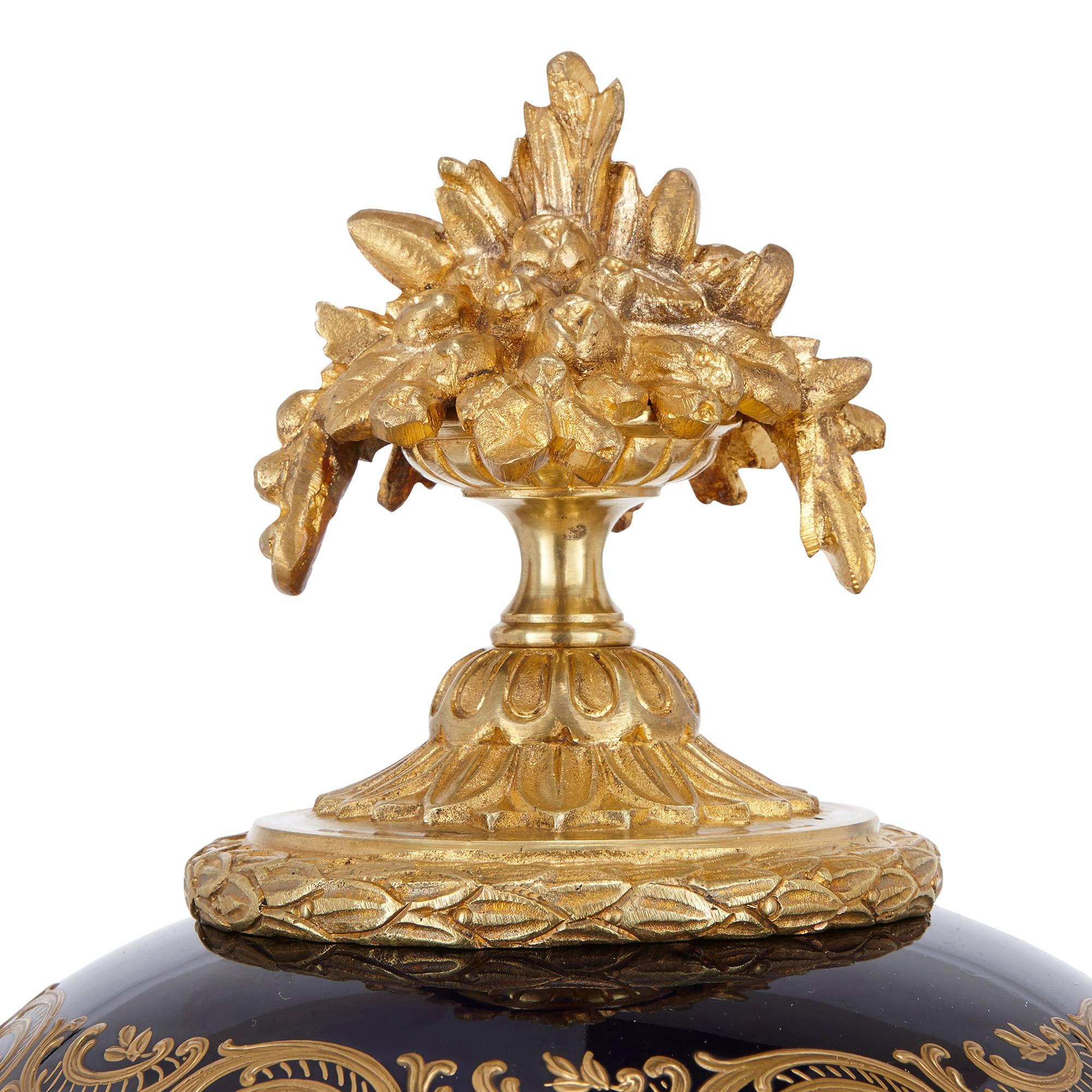 Ormolu-Mounted Sèvres Style Porcelain Vase and Cover In Good Condition In London, GB
