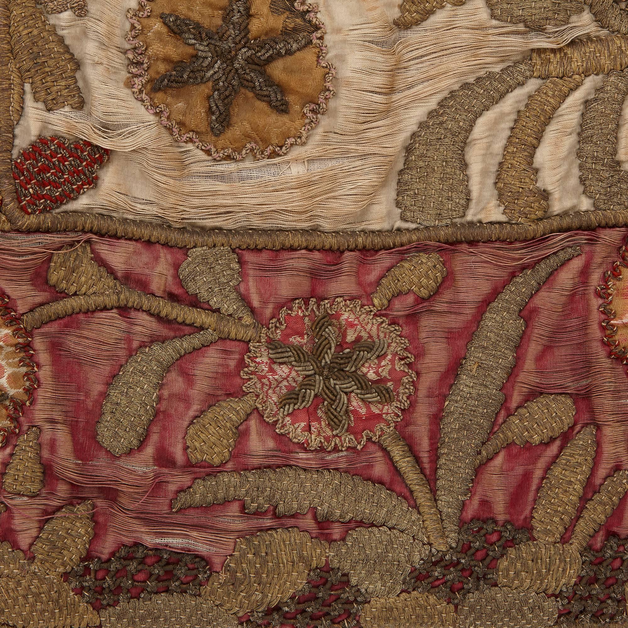 Asian Red Silk Satin 18th Century Embroidered Prayer Rug