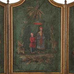 Gilt Bronze-Mounted Mesh Five-Panel Folding Antique Chinoiserie Style Firescreen