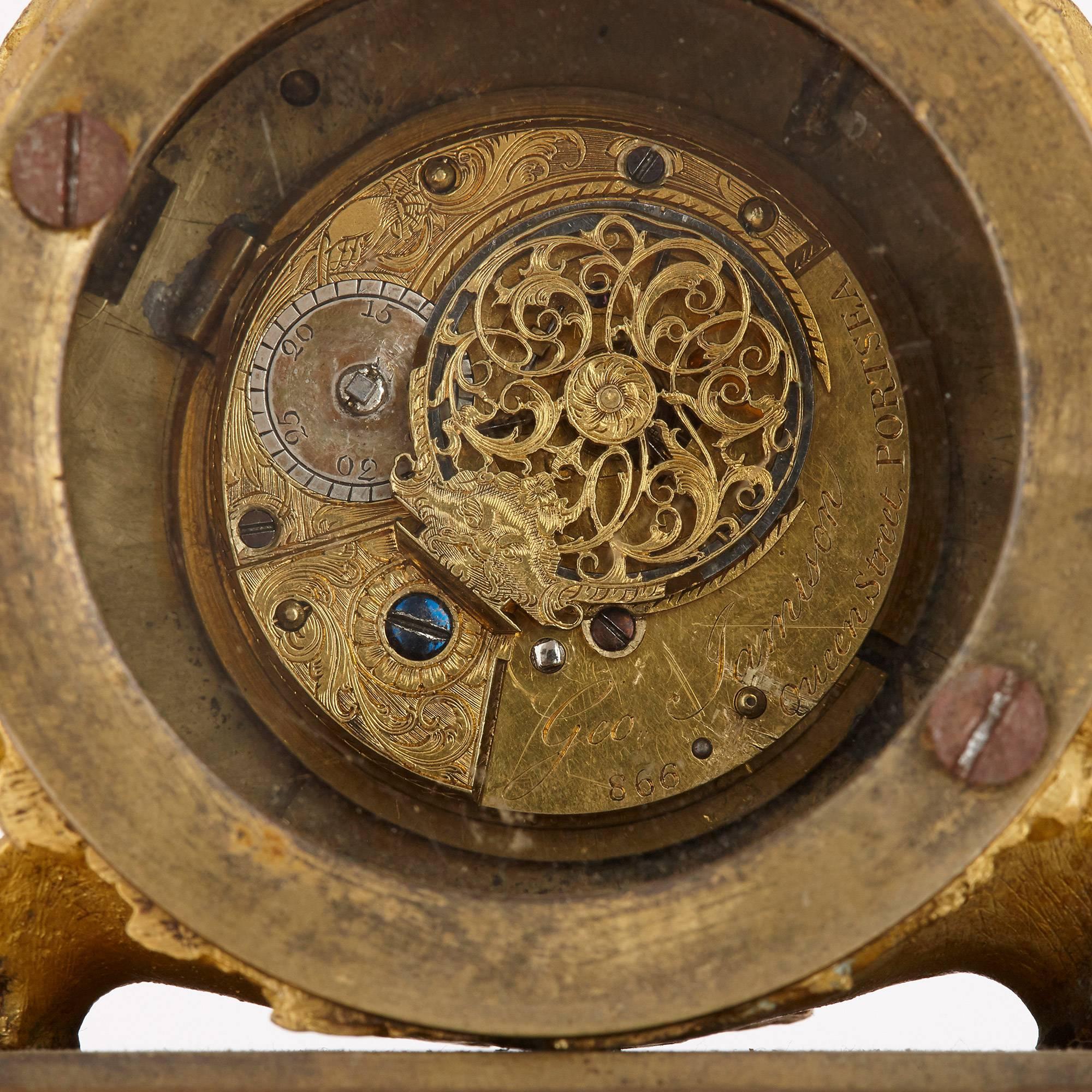 Antique French Gilt Bronze Mantel Clock with Waterfall Decoration 1