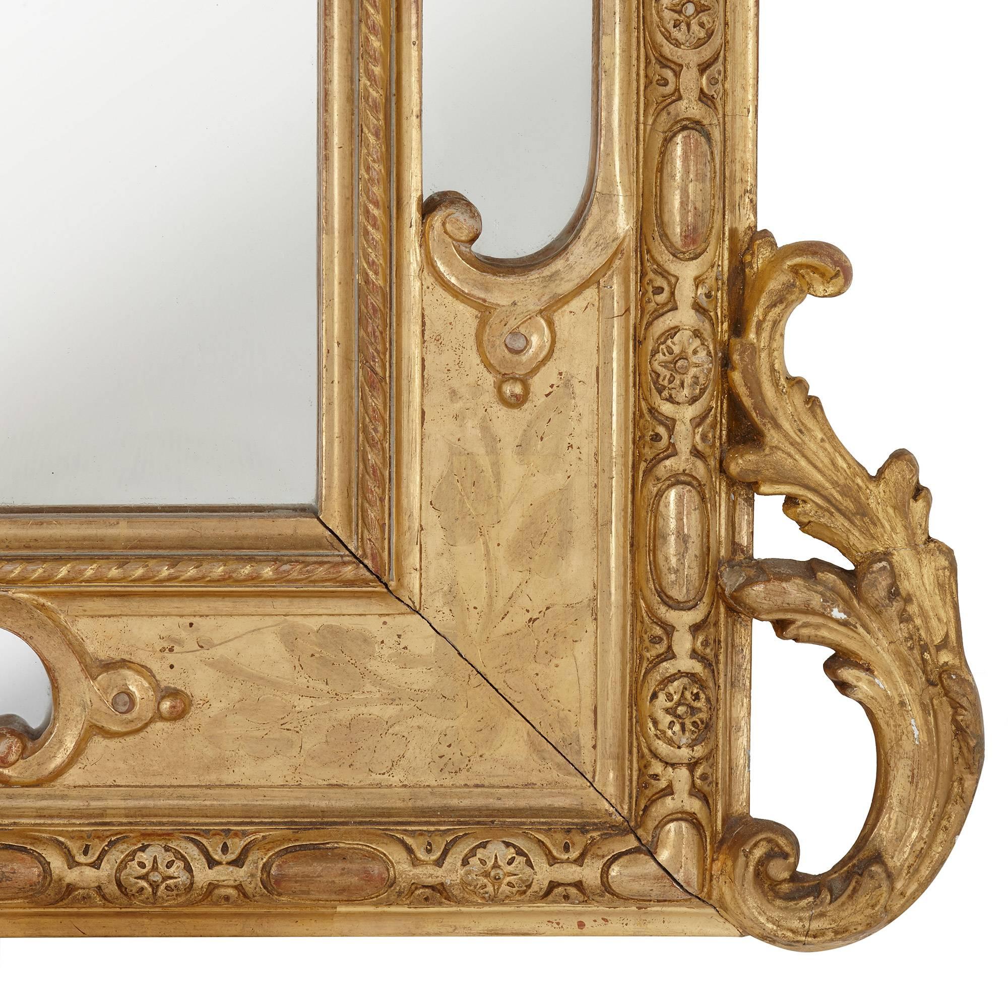 Pair of French Antique Carved Giltwood Mirrors in the Neoclassical Style 2