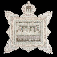 Icône chrétienne ancienne en nacre de la Cène de Jérusalem