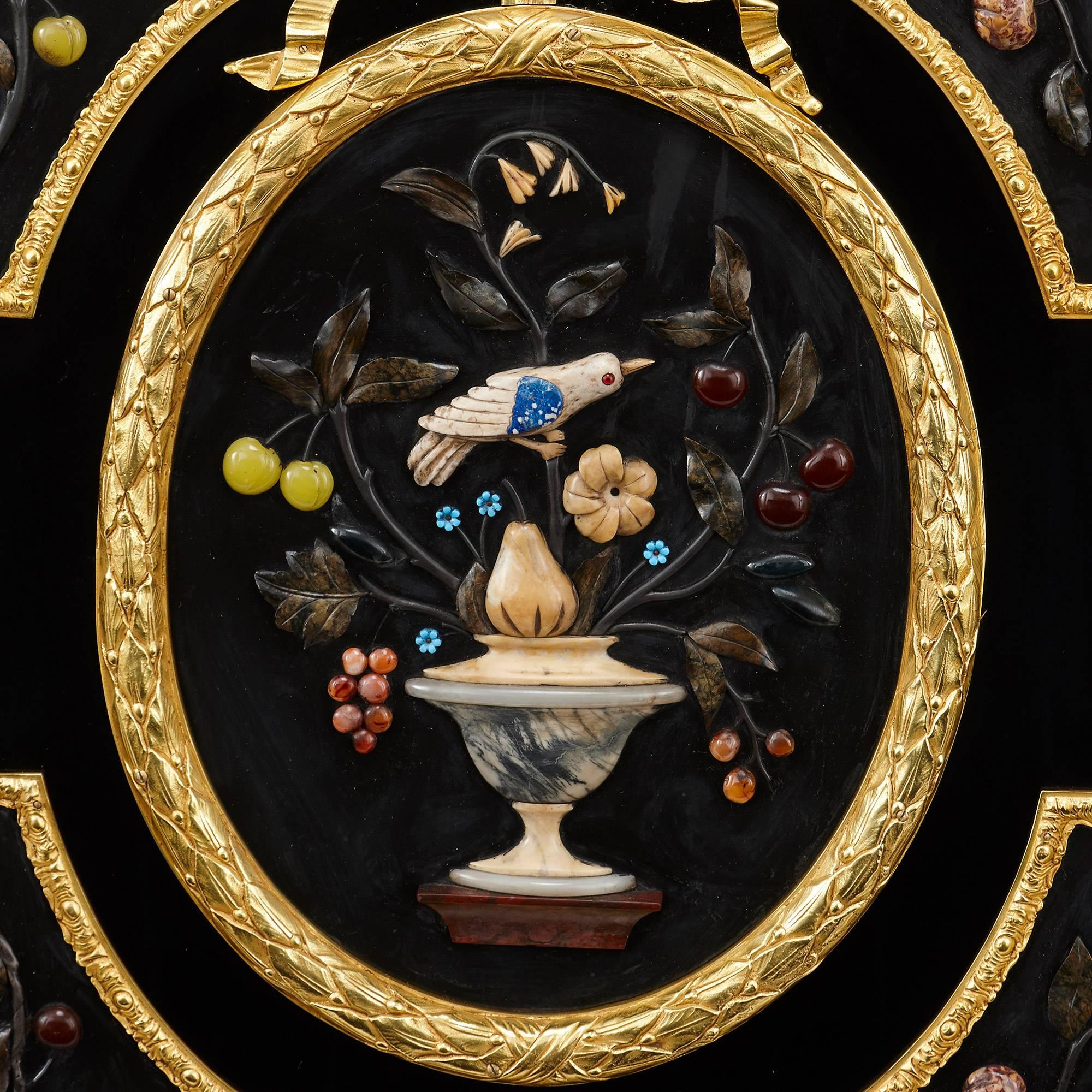 Napoleon III Period Marble, Hardstone, Ebonized Wood and Ormolu-Mounted Cabinet In Good Condition In London, GB