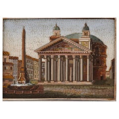 Antique Italian Micro-Mosaic Plaque Depicting the Pantheon in Rome