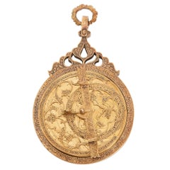 Antique Engraved Brass Astrolabe from the Persian Qajar Period