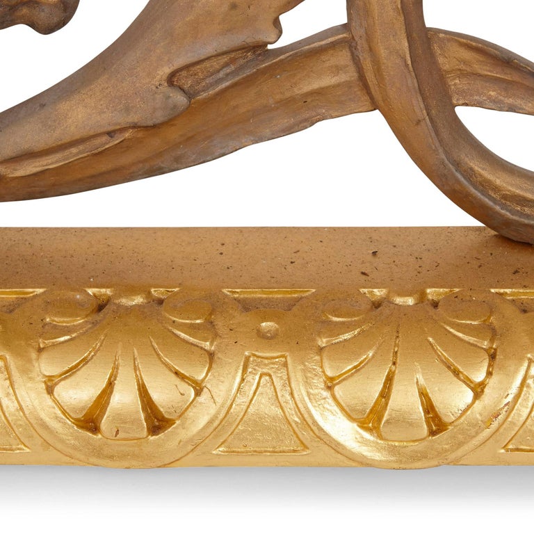 Silvered and Gilt Bronze Antique French Fireplace Fender in the Neo