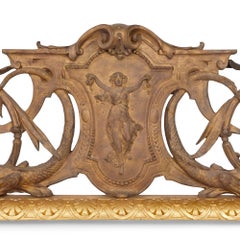Silvered and Gilt Bronze Antique French Fireplace Fender in the Neo-Gothic Style