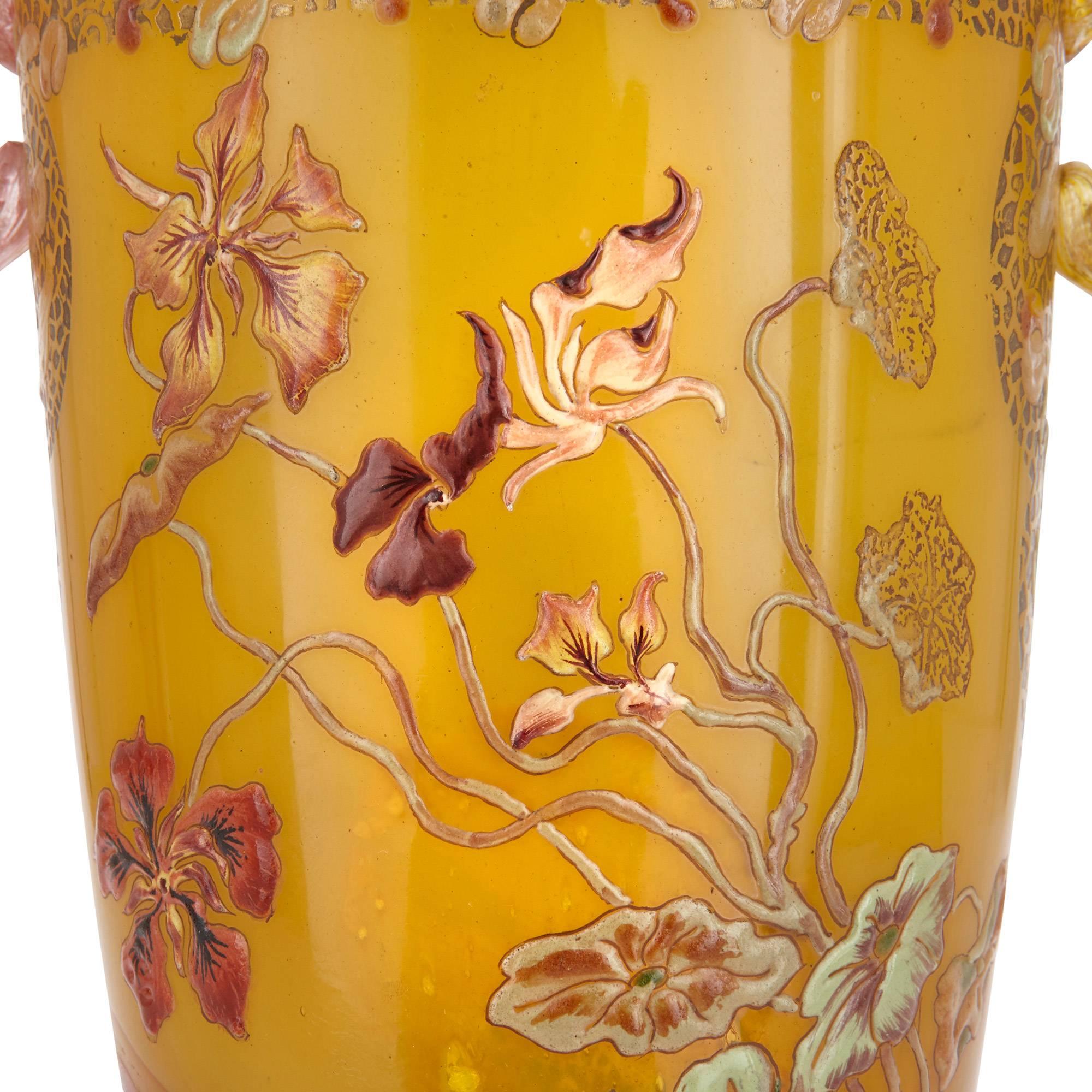 antique yellow glass vase