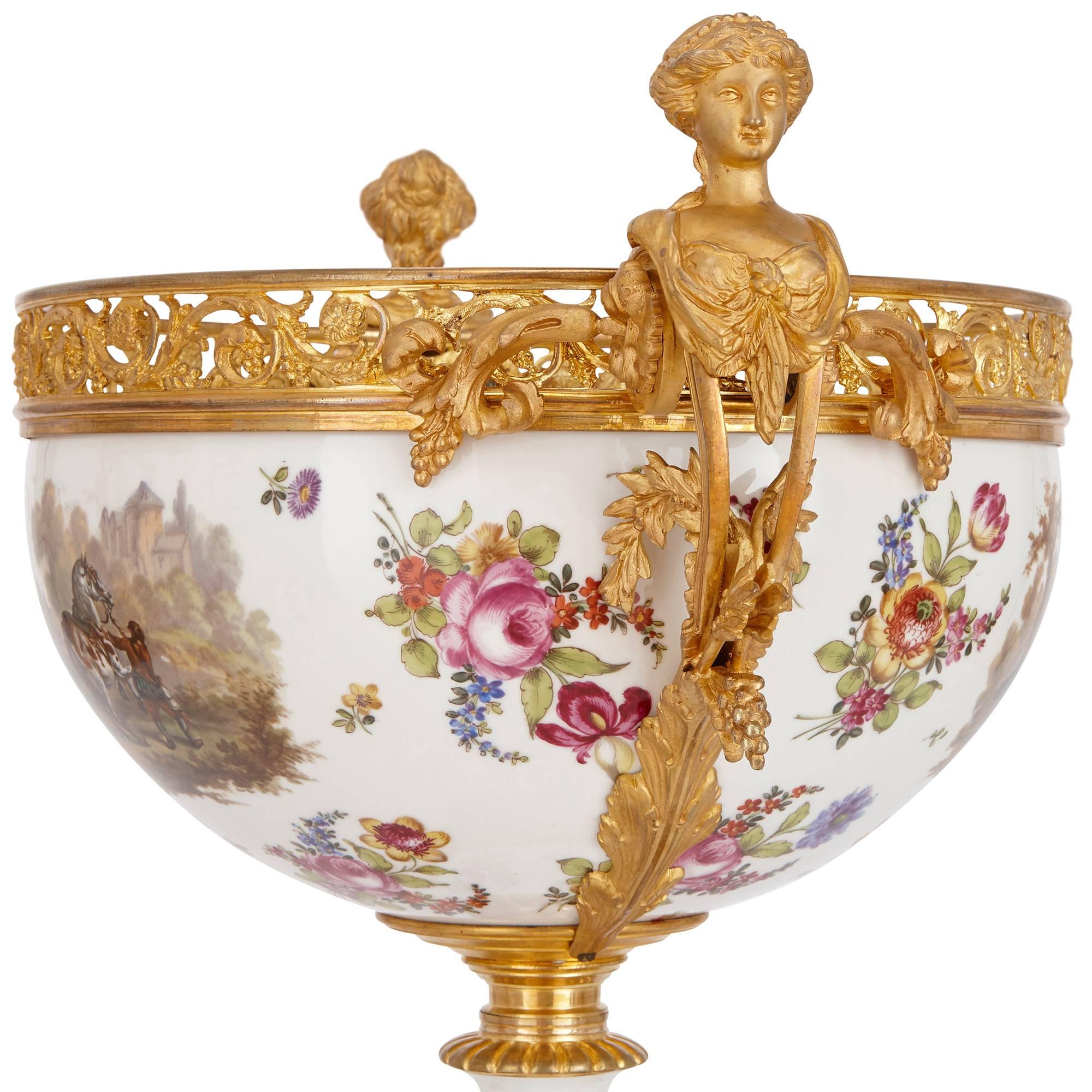 Louis XVI French Neoclassical Style Ormolu and Sèvres Porcelain Three-Piece Garniture