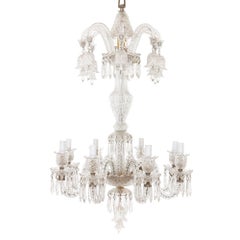 Large Belle Époque Style Seven-Light Continental Chandelier of Fine Cut Glass