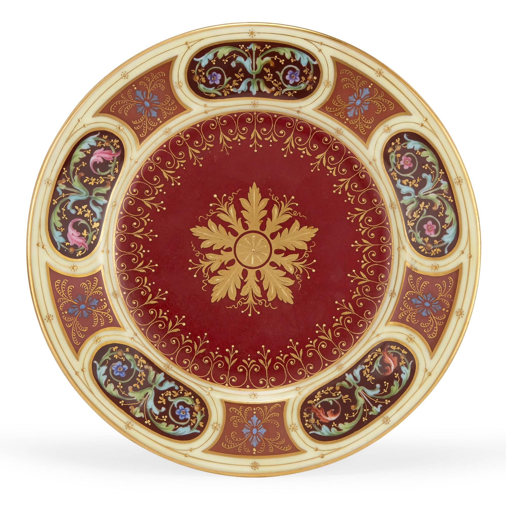 This stunning antique porcelain service was made by the prestigious Austrian company, Royal Vienna Porcelain, who were the official porcelain suppliers to the Austro Hungarian Imperial household. The beautiful porcelain service comprises a tray,