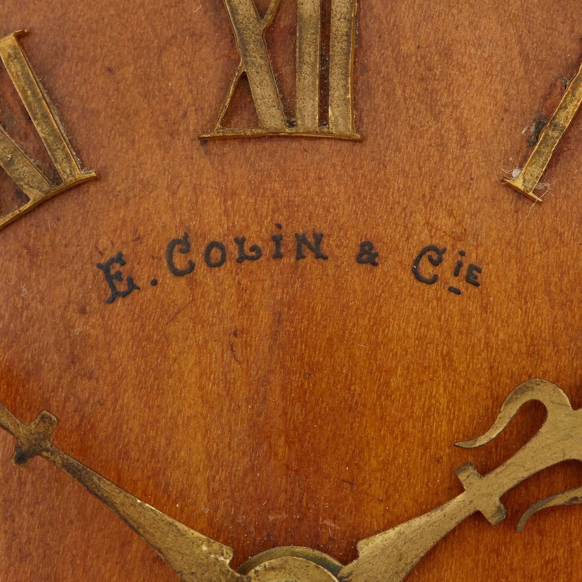 Art Nouveau Period Gilt Bronze Mounted Wooden Mantel Clock by Colin & Cie For Sale 1