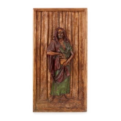 Paar große antike polychromierte Zinntafeln im orientalischen Stil von Hottot