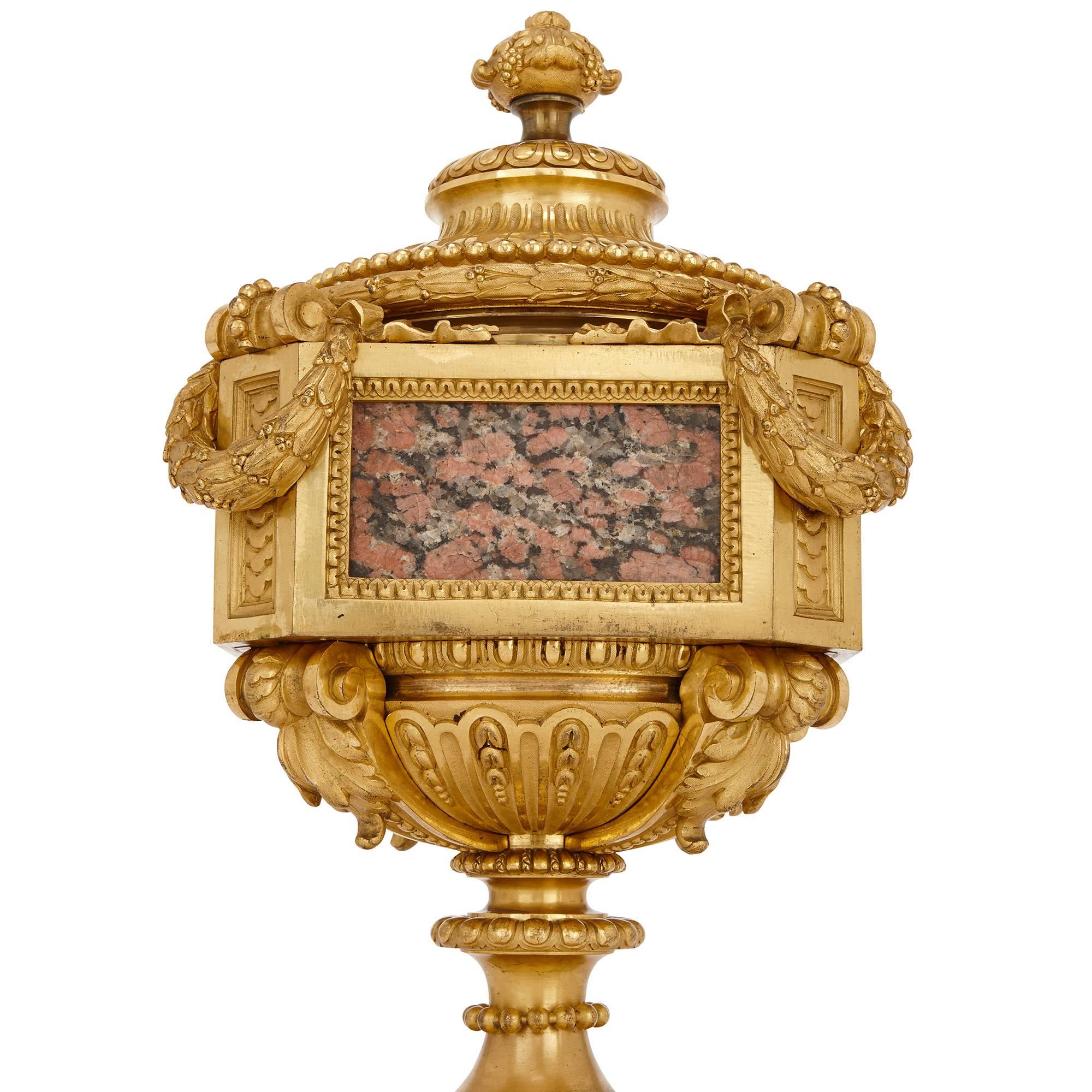 French Neoclassical Style Marble Mounted Ormolu Antique Vase Attributed to Picard