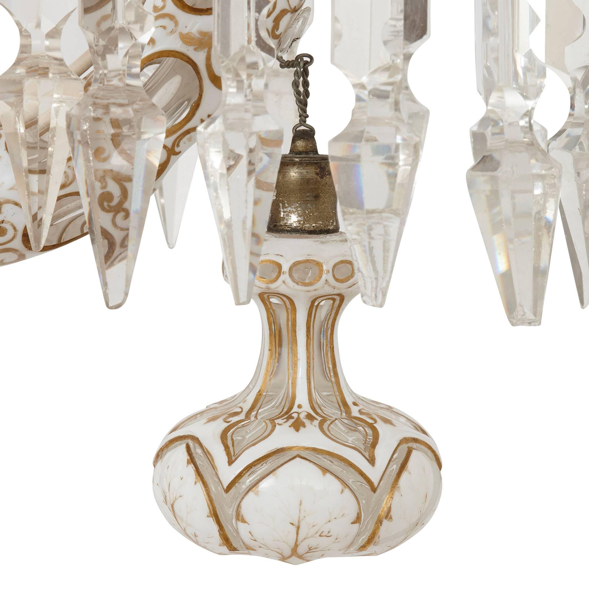 19th Century Bohemian Antique Belle Epoque Style Cut-Glass Four-Tiered Chandelier For Sale