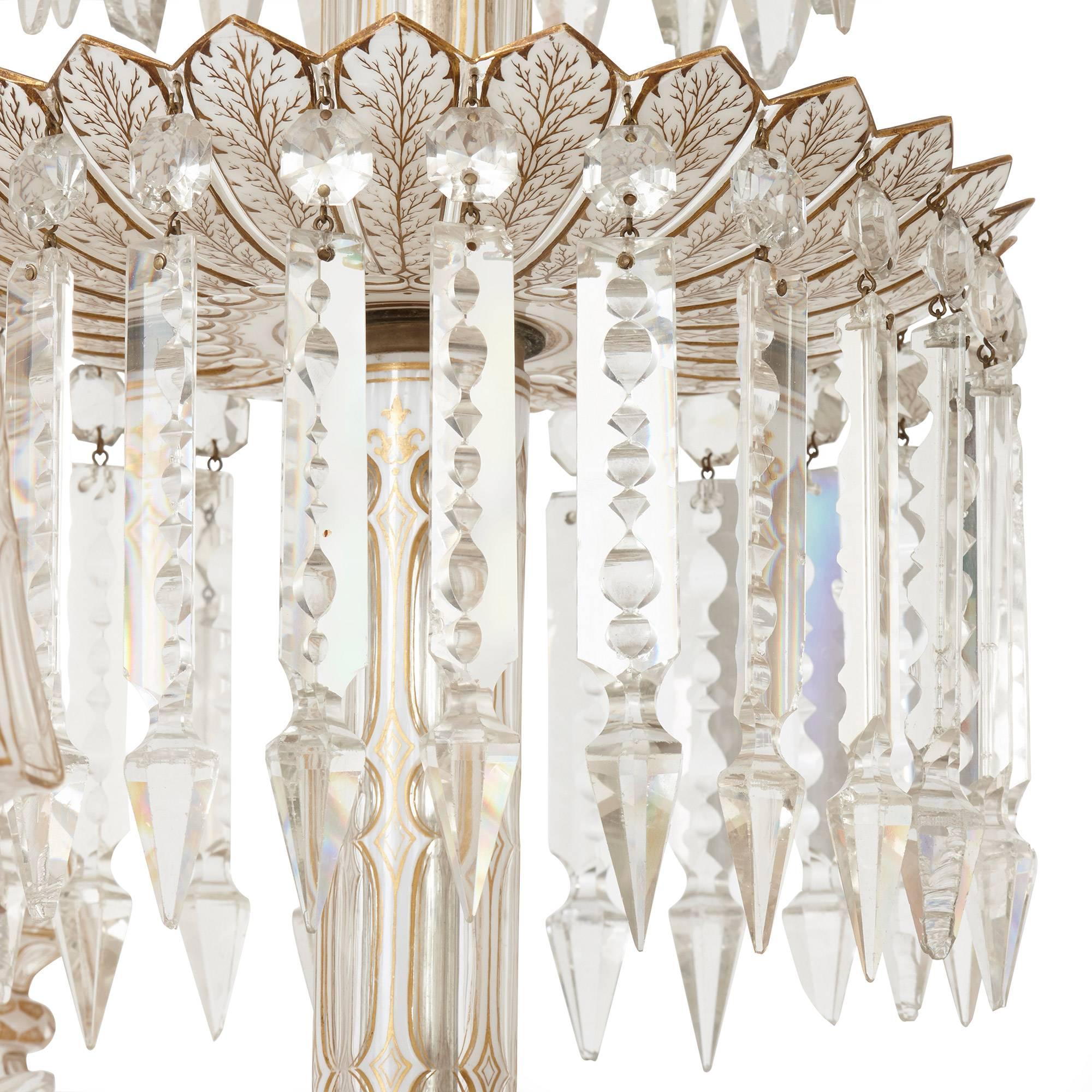Bohemian Antique Belle Epoque Style Cut-Glass Four-Tiered Chandelier In Good Condition For Sale In London, GB