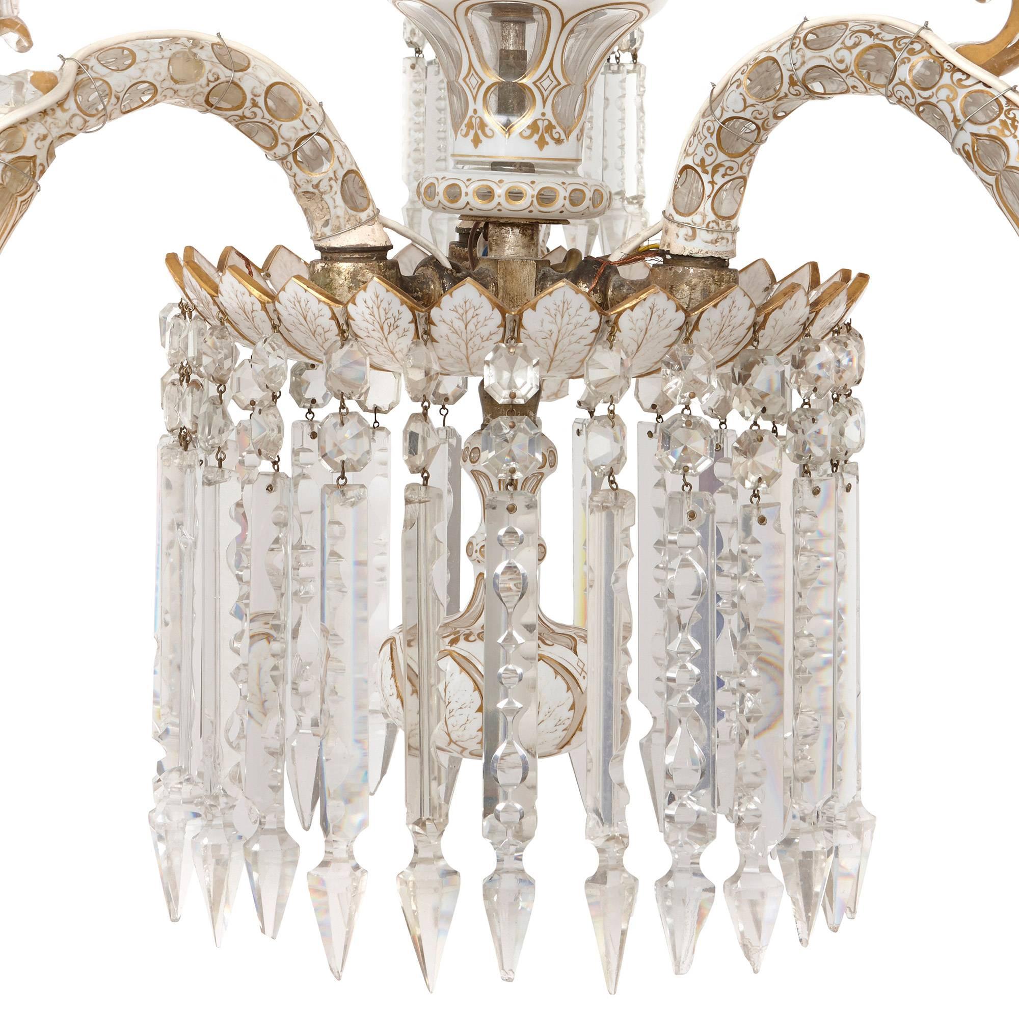 Czech Bohemian Antique Belle Epoque Style Cut-Glass Four-Tiered Chandelier For Sale