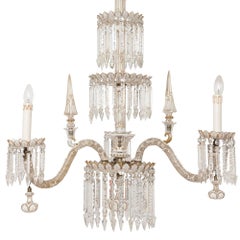 Bohemian Antique Belle Epoque Style Cut-Glass Four-Tiered Chandelier