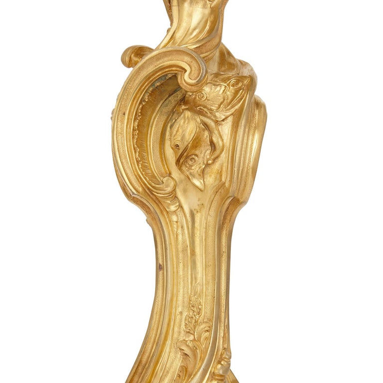 Large Rococo Style Antique Gilt Bronze Table Lamp with ...