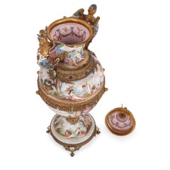 Pair of Large 19th Century Viennese Enamel and Gilt Metal Vases