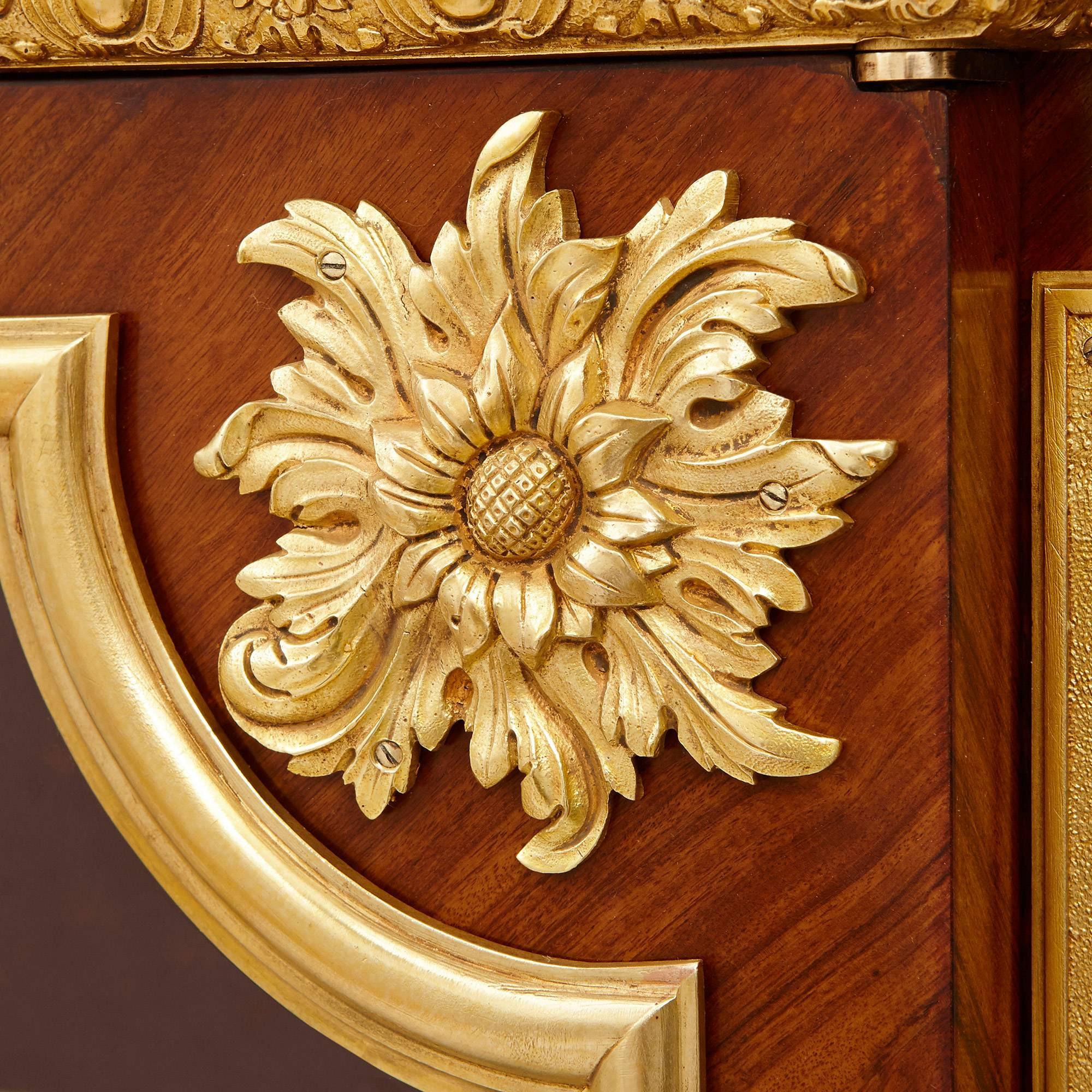French Ormolu-Mounted Mahogany, Kingwood, Marquetry and Parquetry Vitrine In Good Condition In London, GB