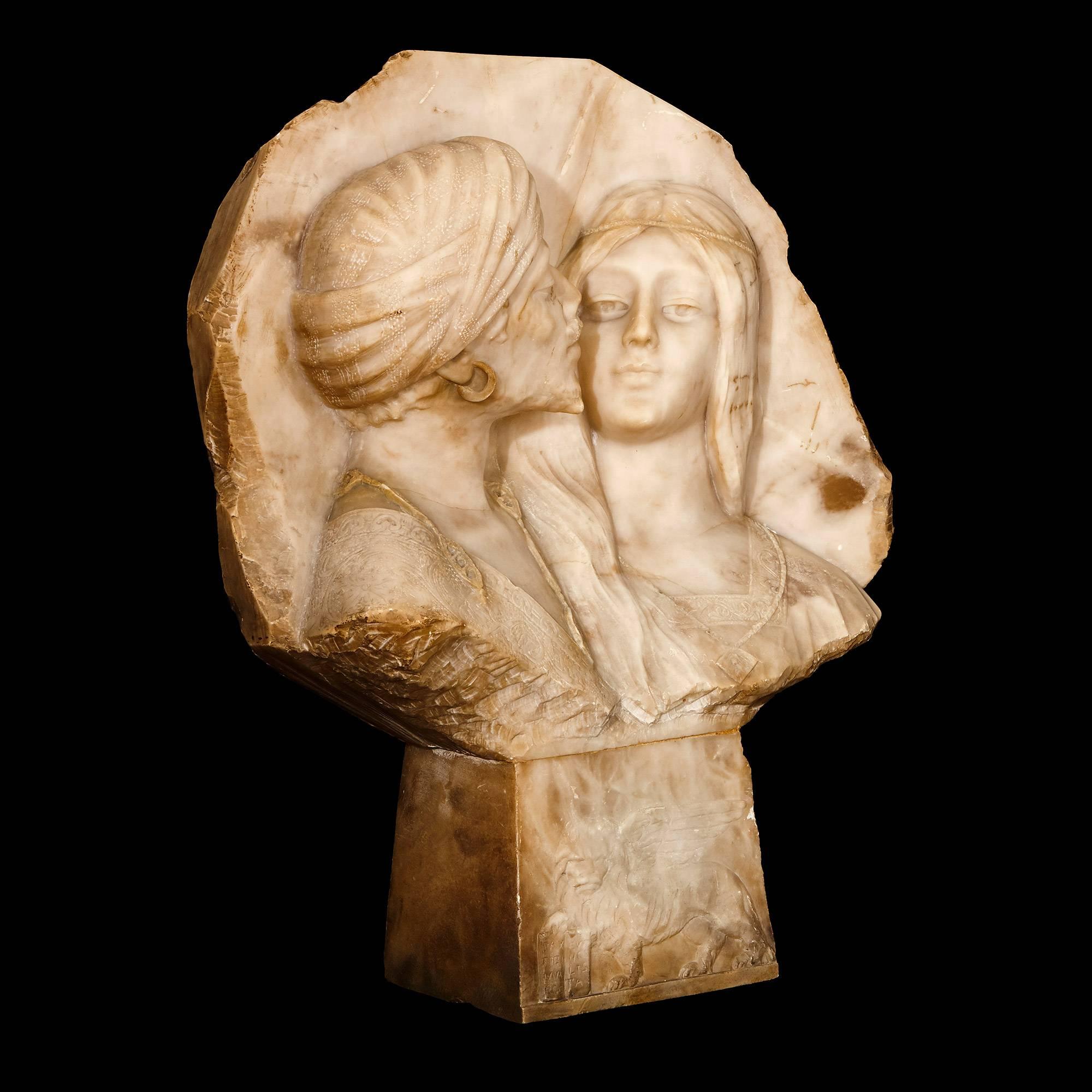 19th Century Italian Orientalist Style Alabaster Relief Plaque In Good Condition For Sale In London, GB