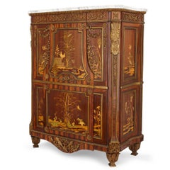 Antique French Gilt Bronze Mounted Marquetry Secrétaire en Armoire