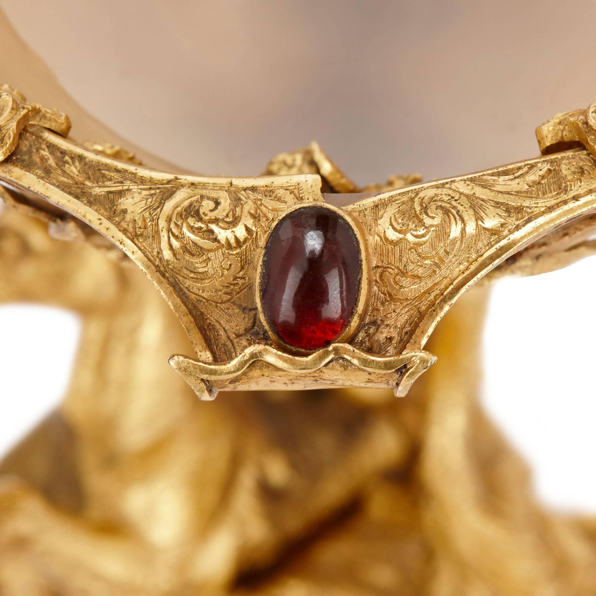 19th Century Ormolu, Agate and Jewelled Centrepiece Tazza In Excellent Condition In London, GB
