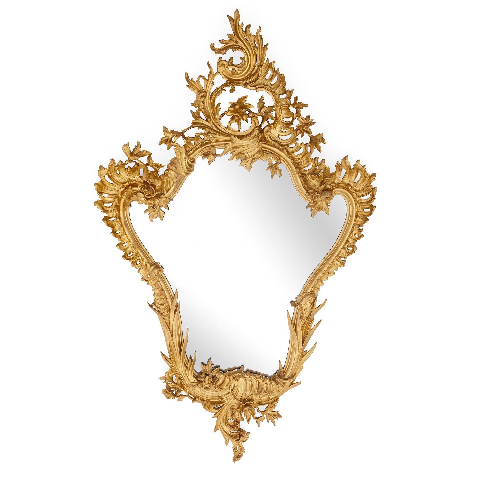 19th Century Italian Rococo Style Mirror in Giltwood
