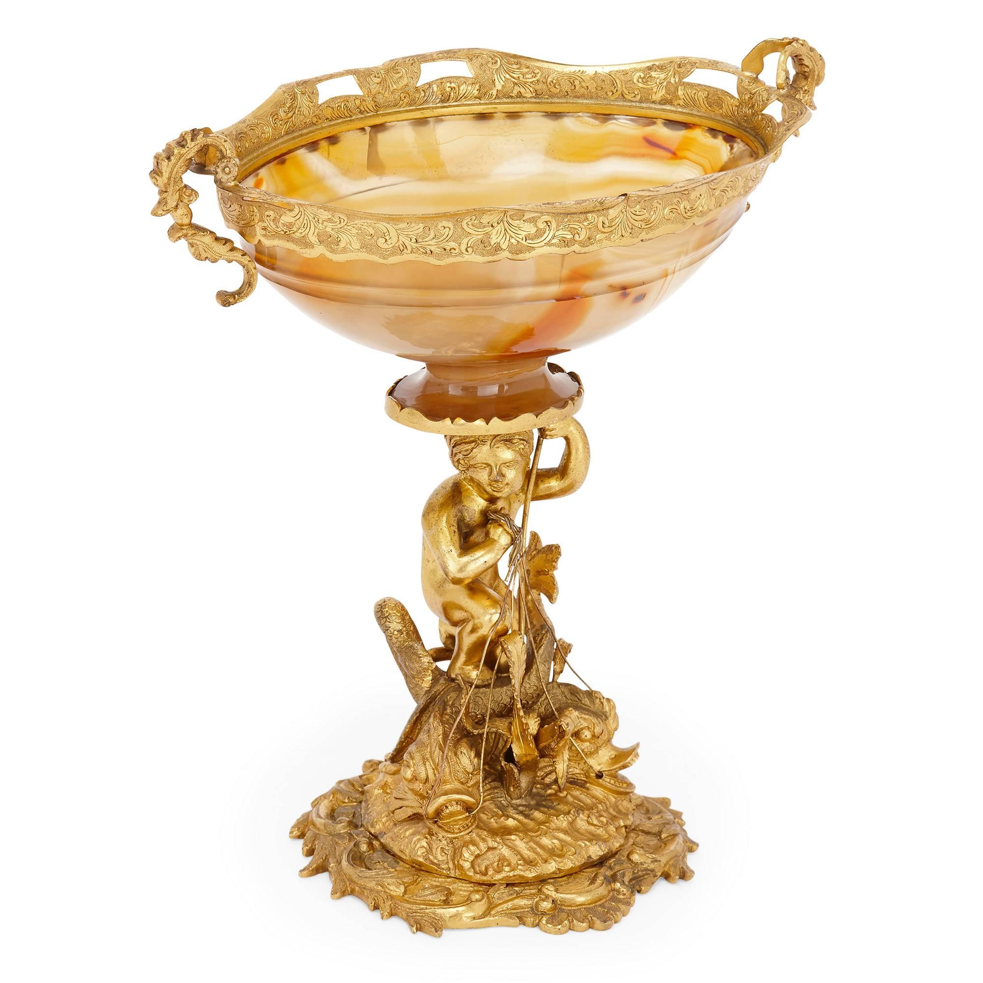 Ormolu Centrepiece Tazza with Agate Bowl