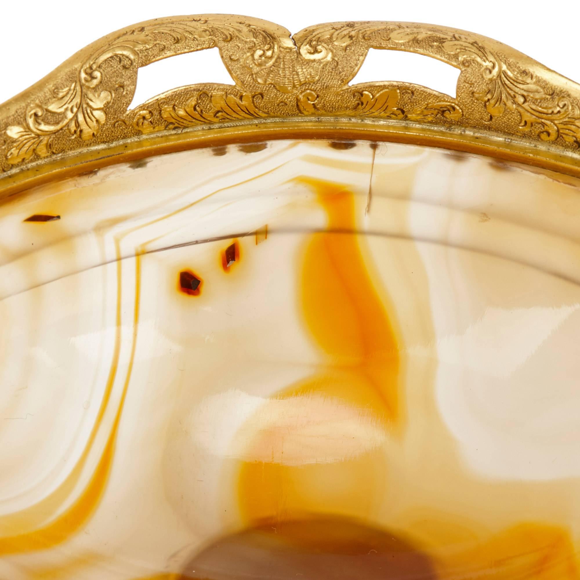 19th Century Ormolu Centrepiece Tazza with Agate Bowl