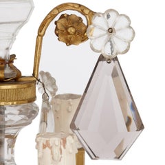 Pair of Antique 19th Century French Gilt Bronze and Crystal Candelabra